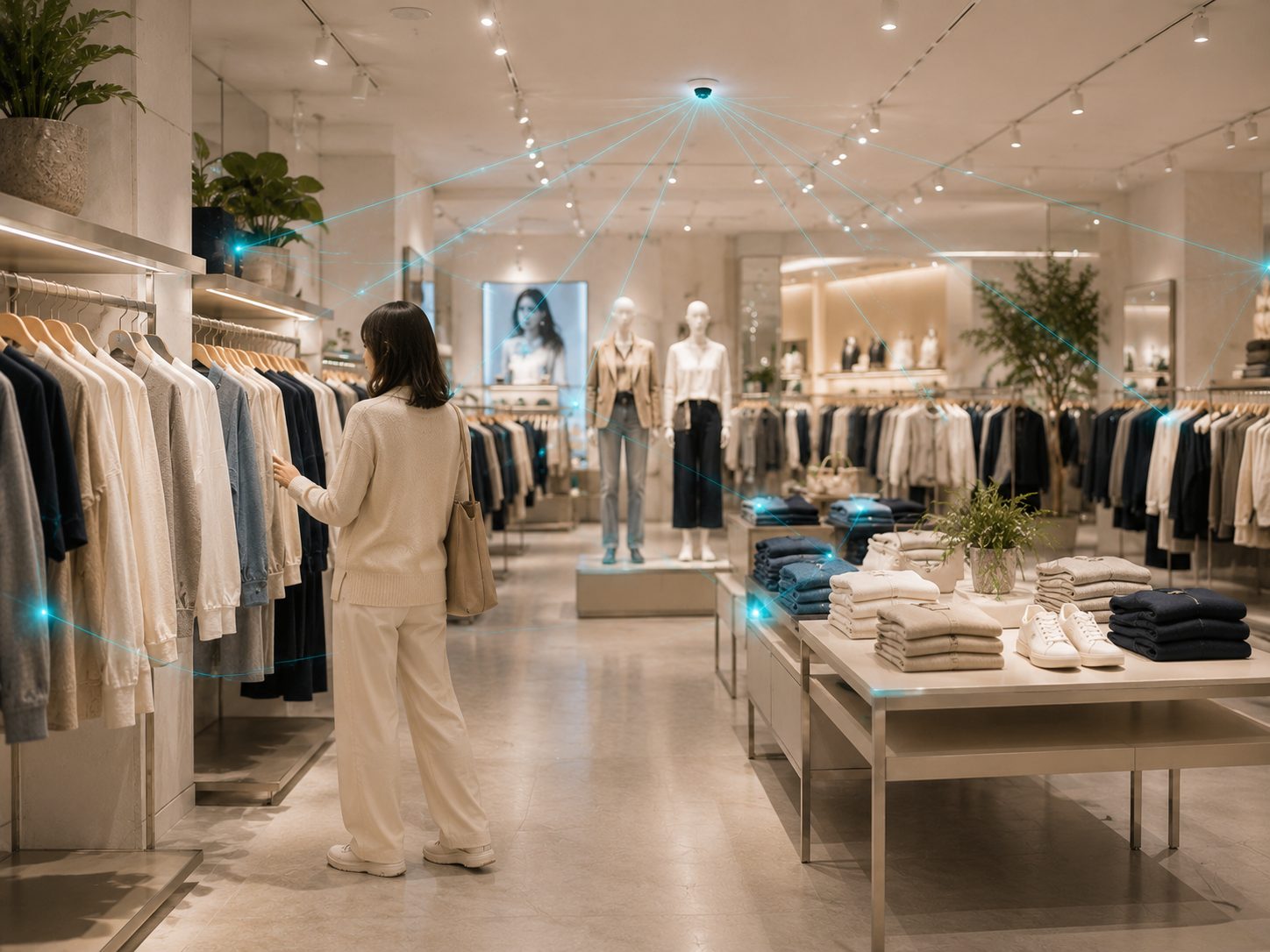 Fashion and apparel retail environment with the Bon intelligence layer revealed