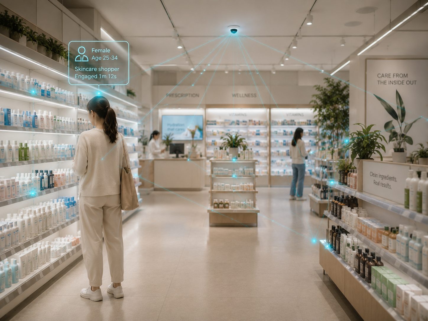 Pharmacy and health retail environment with the Bon intelligence layer revealed