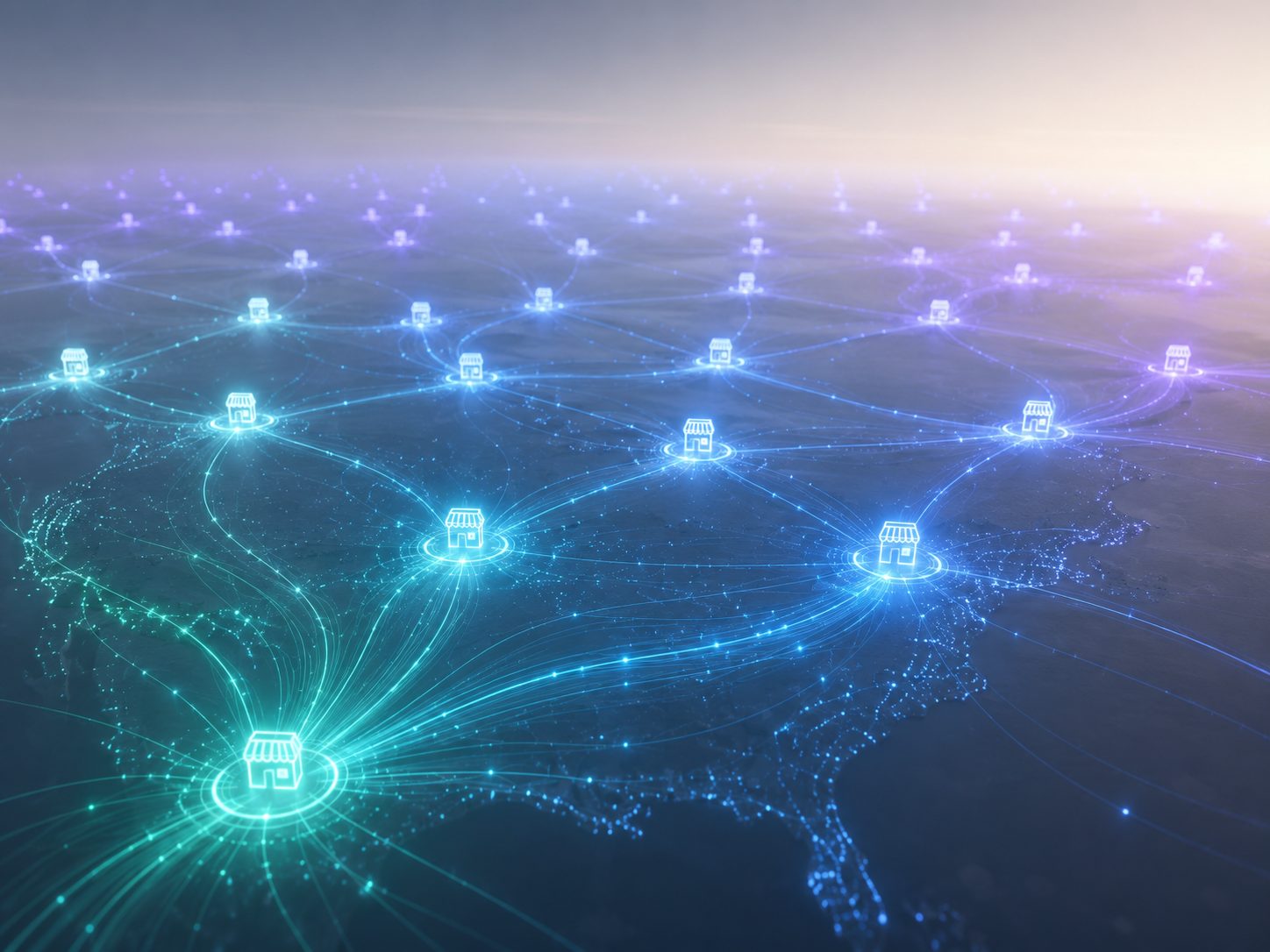 A connected network of retail store locations across a region — Bon scaling from one store to one thousand